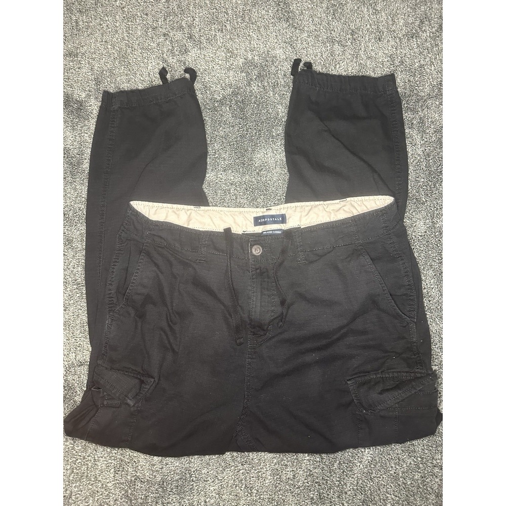 Aéropostale Men's Black Ripstop Cotton Cargo Pants Relaxed Straight Leg 36W